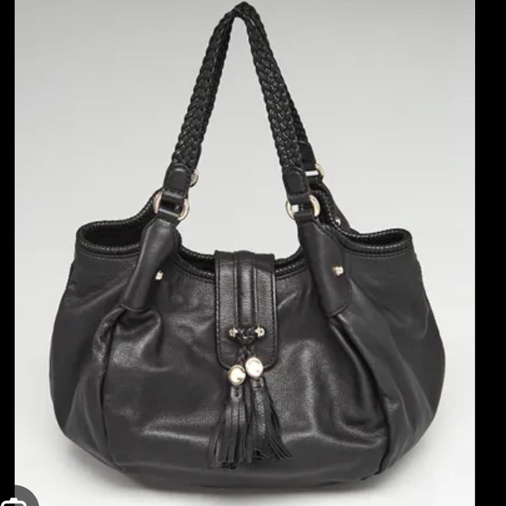 Gucci Marrakech Black Leather Tassel Tote Bag